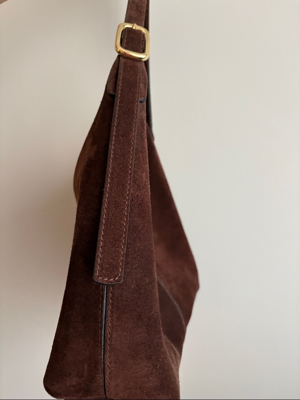 L'INTERVALLE Dark Brown Suede Shoulder Bag - Picture 2 of 11